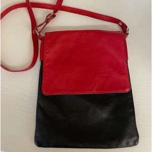 Made in Italy red n black leather crossbody